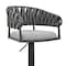 Armen Living Silabe Adjustable Counter or Bar Stool in Black Metal with Gray Fabric and Faux Leather 840254335325 - alternate 3